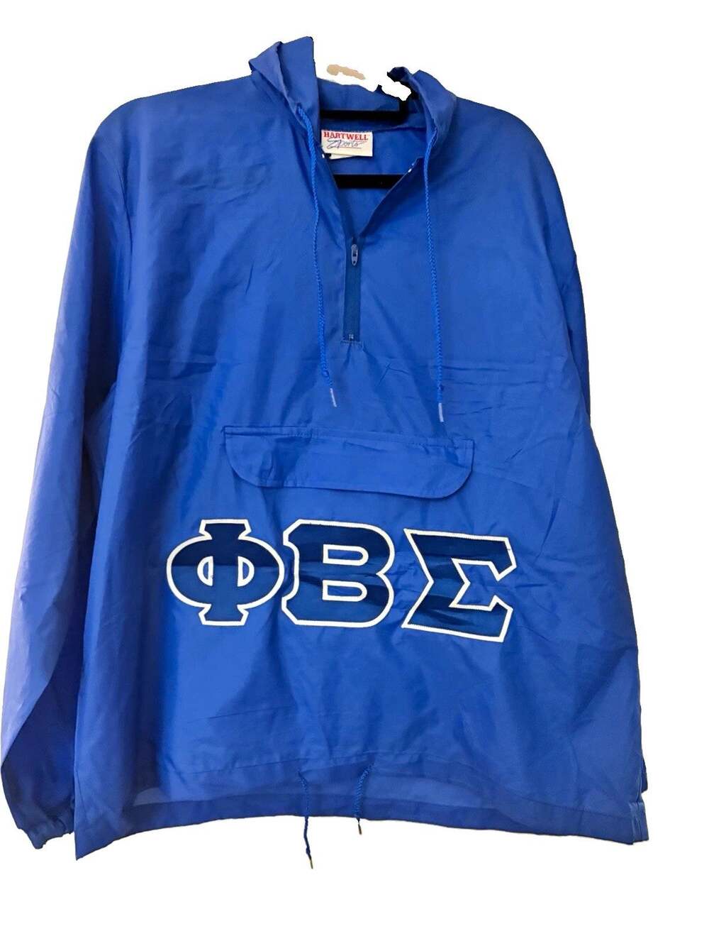 Vintage Hartwell Phi Beta Sigma Anorak Jacket Blue Mens L Packable GreekSewn USA